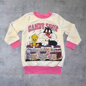 Vintage 1985 Looney Tunes Candy Shop Sweatshirt Kids Medium 5 6 USA